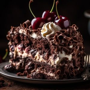 Indulgent chocolate cheesecake with fresh berry decoration generated by artificial intelligence
