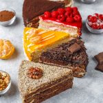 Assortment of pieces of cake.